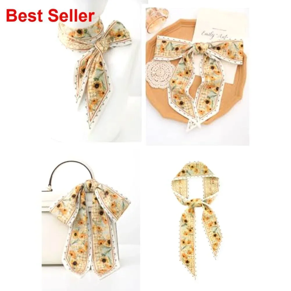 Silk Scarf Set of 4 for Hair and Bag Decoration